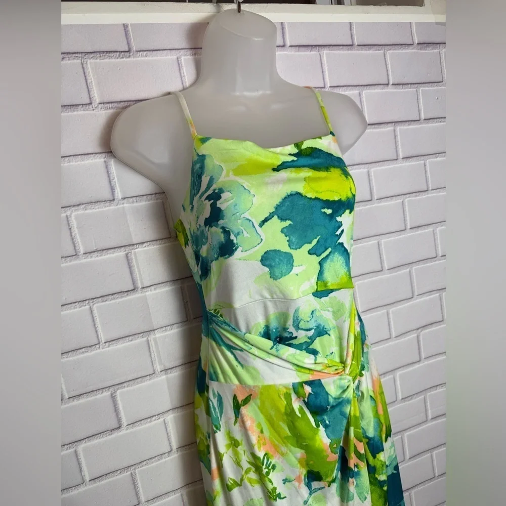 Haute Monde Green and Blue Maxi Dress/size S